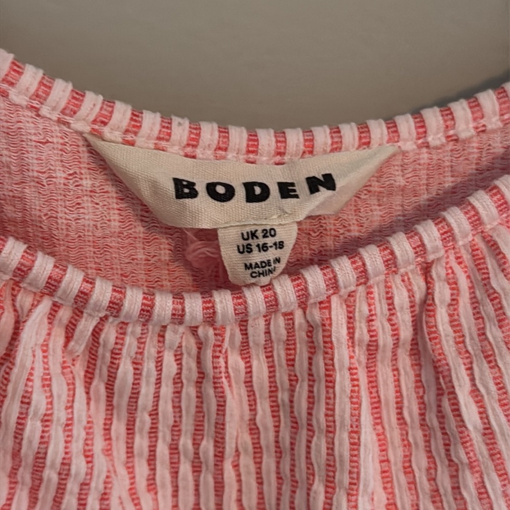 Boden Pink Striped Ruffle Top - Picture 2 of 6
